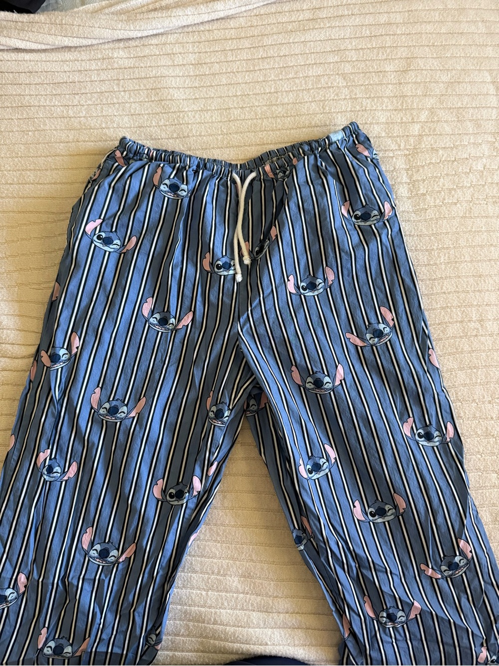 Disney Stitch Striped Men’s Lounge Pants with Character Print